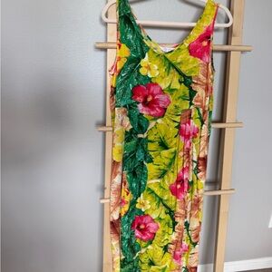 Vintage Jams World Tropical Floral Dress with Pink and Yellow